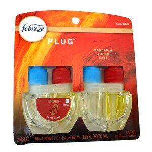 Febreze Plug Refill Mandarin Amber Lava Scented Oil 2 Pack 52 mL Total